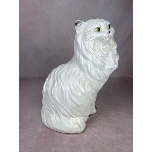 Vintage Large Chalkware Kitty Cat Piggy Coin Bank Persian Cat Kitschy Figurine - Picture 6 of 12